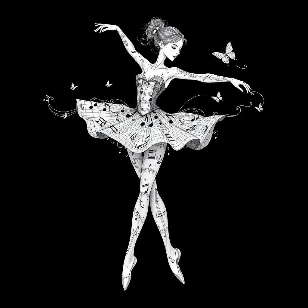 A stunning ballerina created entirely out of delicate musica...
