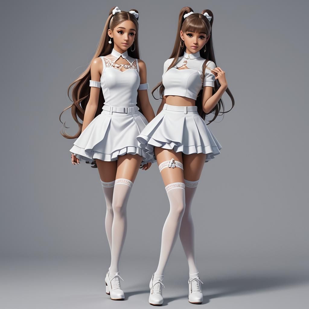ariana grande micro skirt white stockings