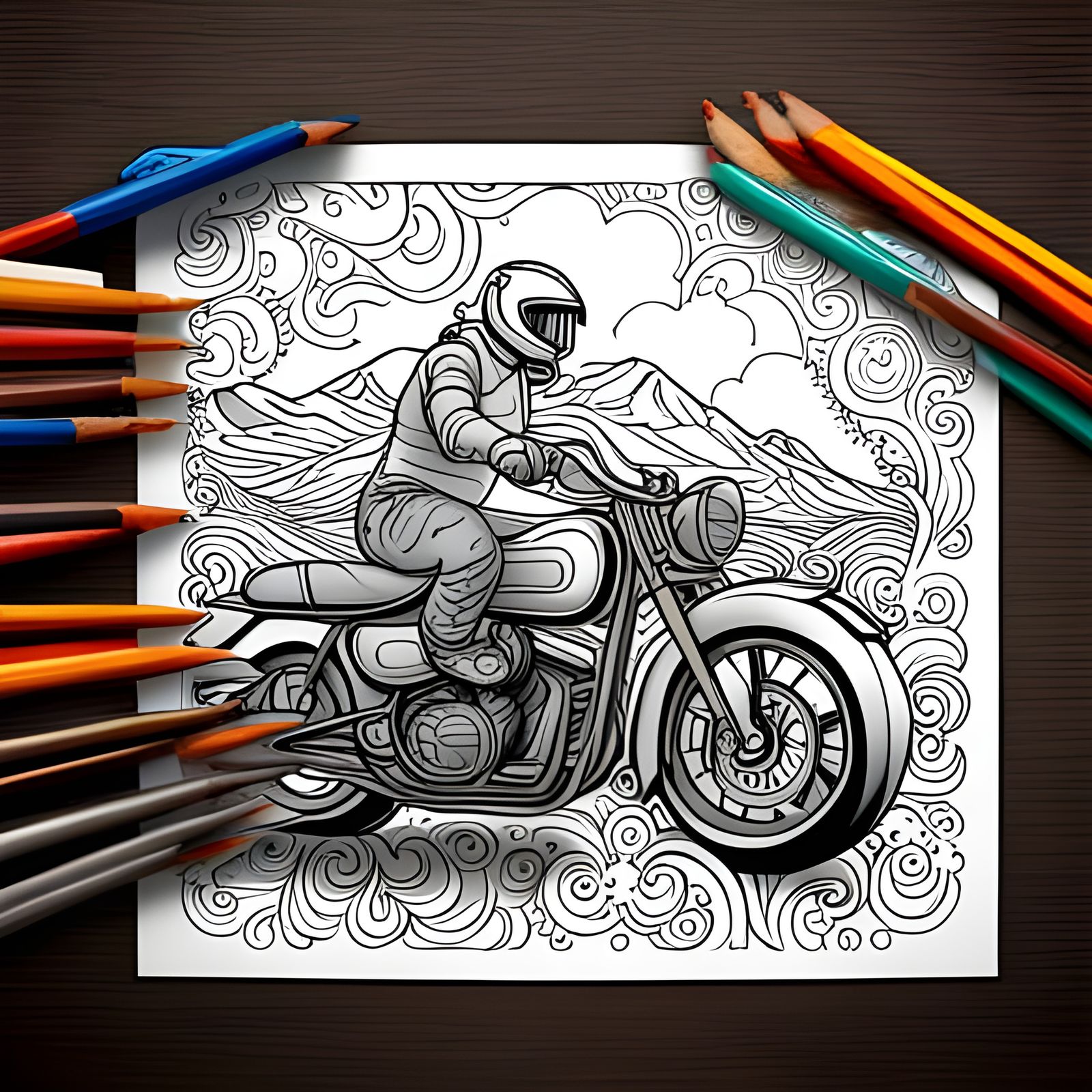 Motorcycle colouring page  by @CatFriend