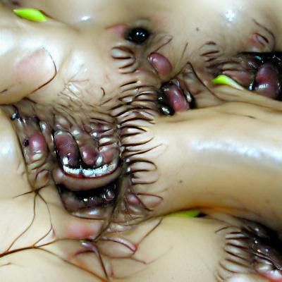 Wriggling mass of eyes teeth flesh and hair