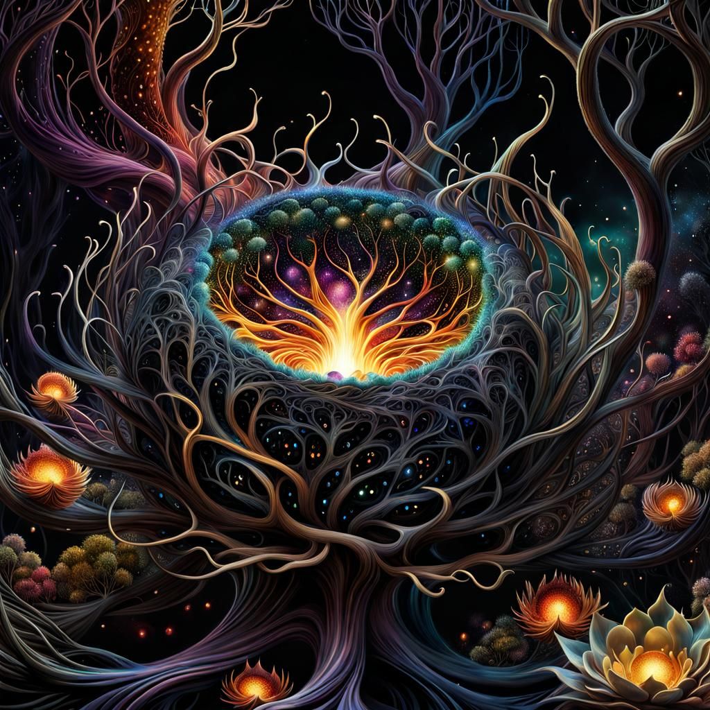 Phoenix Nest in Surreal Dark Fantasy Style