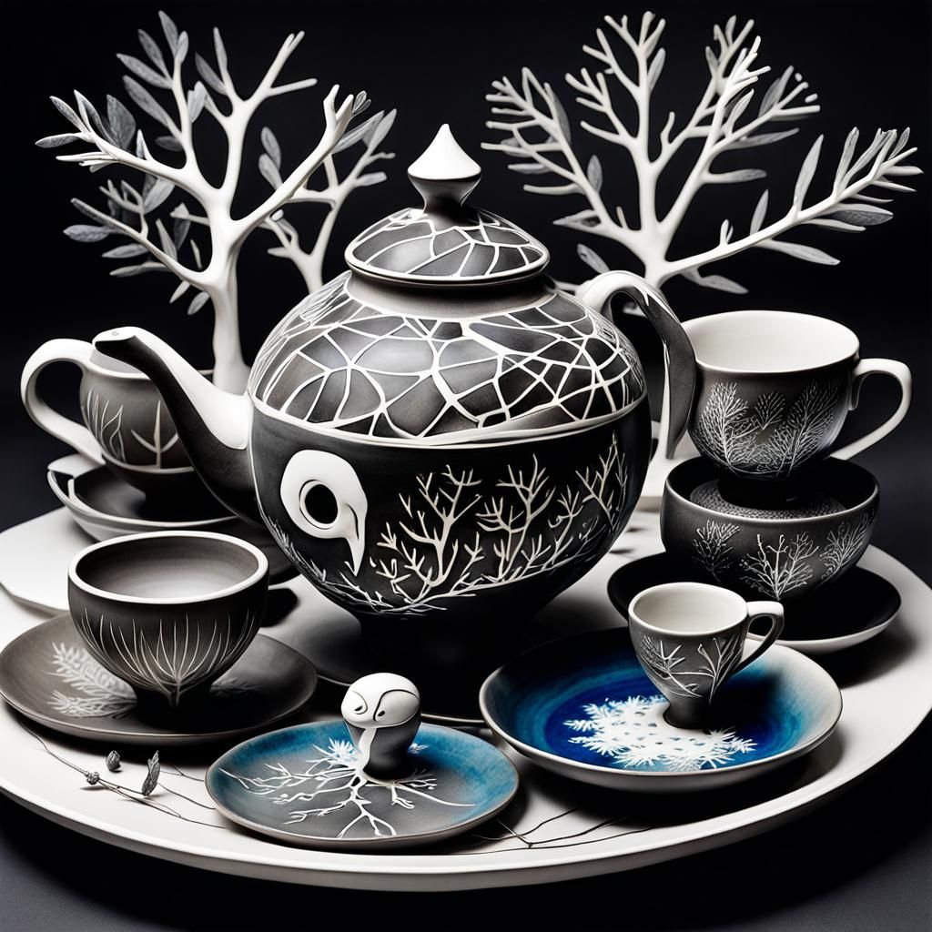 Clay Pottery, sureal  tea set ceramic Salvador Dali collabor...
