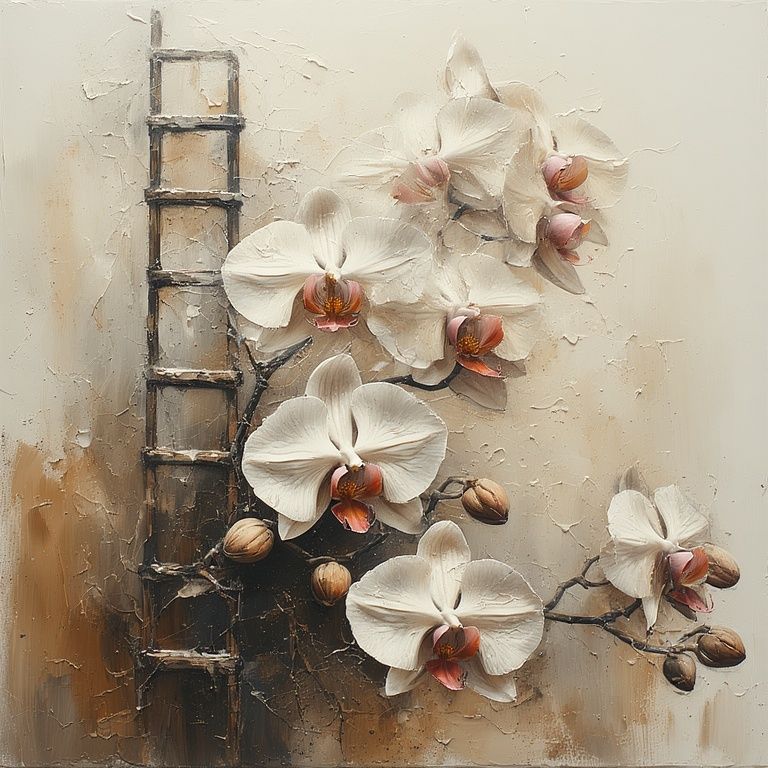 Ladder with orchids