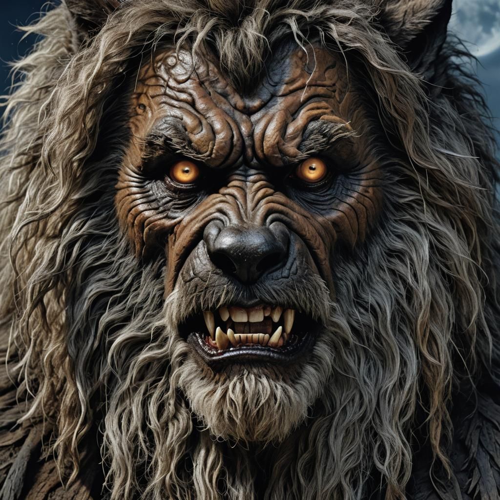 Giant Werewolf Howling: Professional Color Portrait