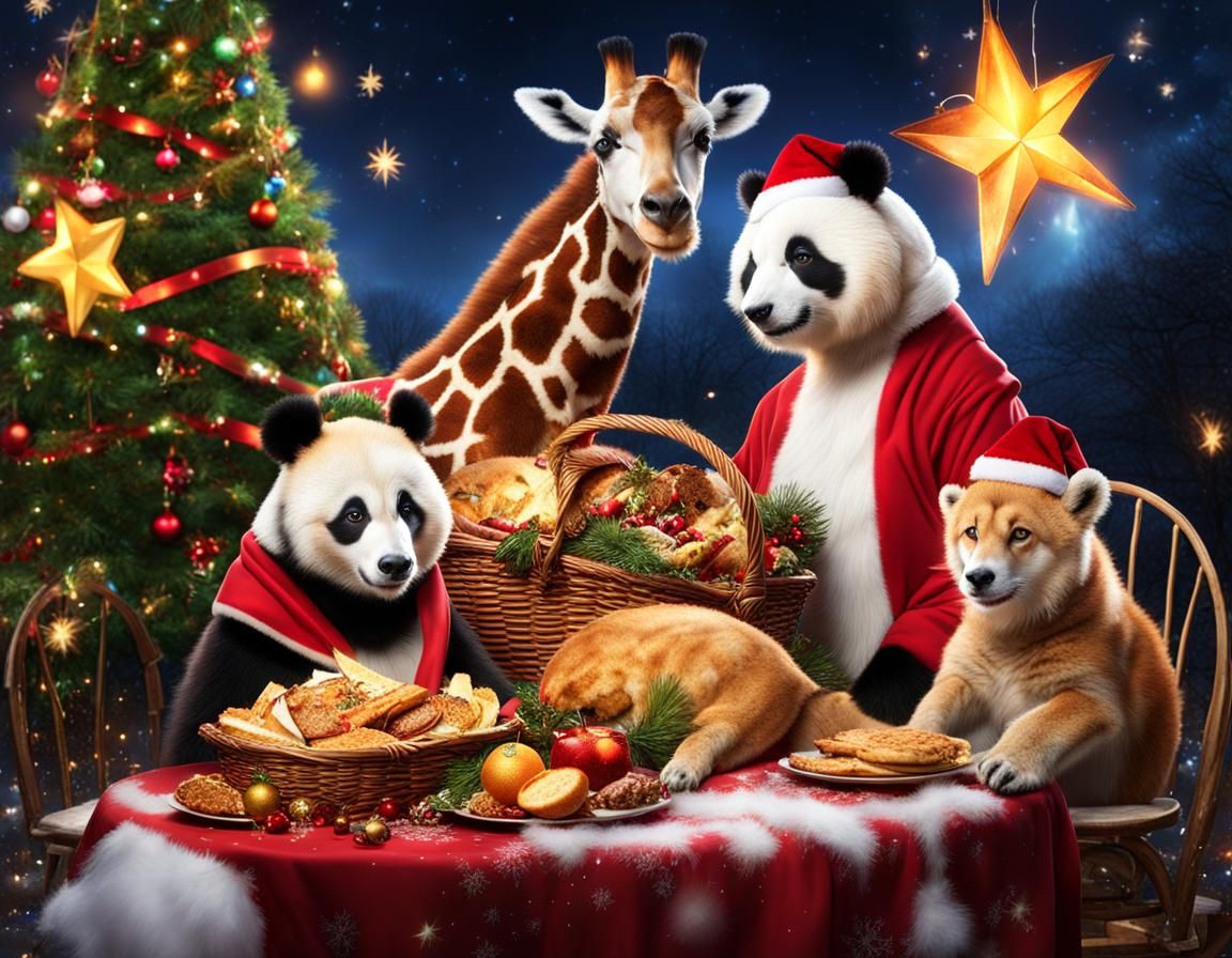Animals celebrating christmas ai generated artwork nightcafe creator