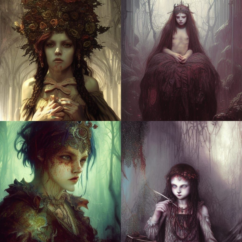 sad gothic princess Hyperrealistic, splash art, concept art, mid shot ...