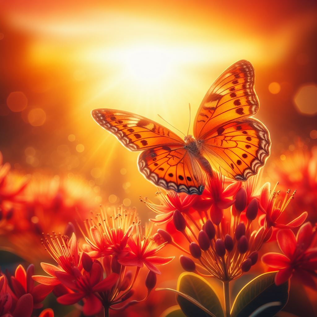 orange Butterfly on a red flower  by @Angelika
