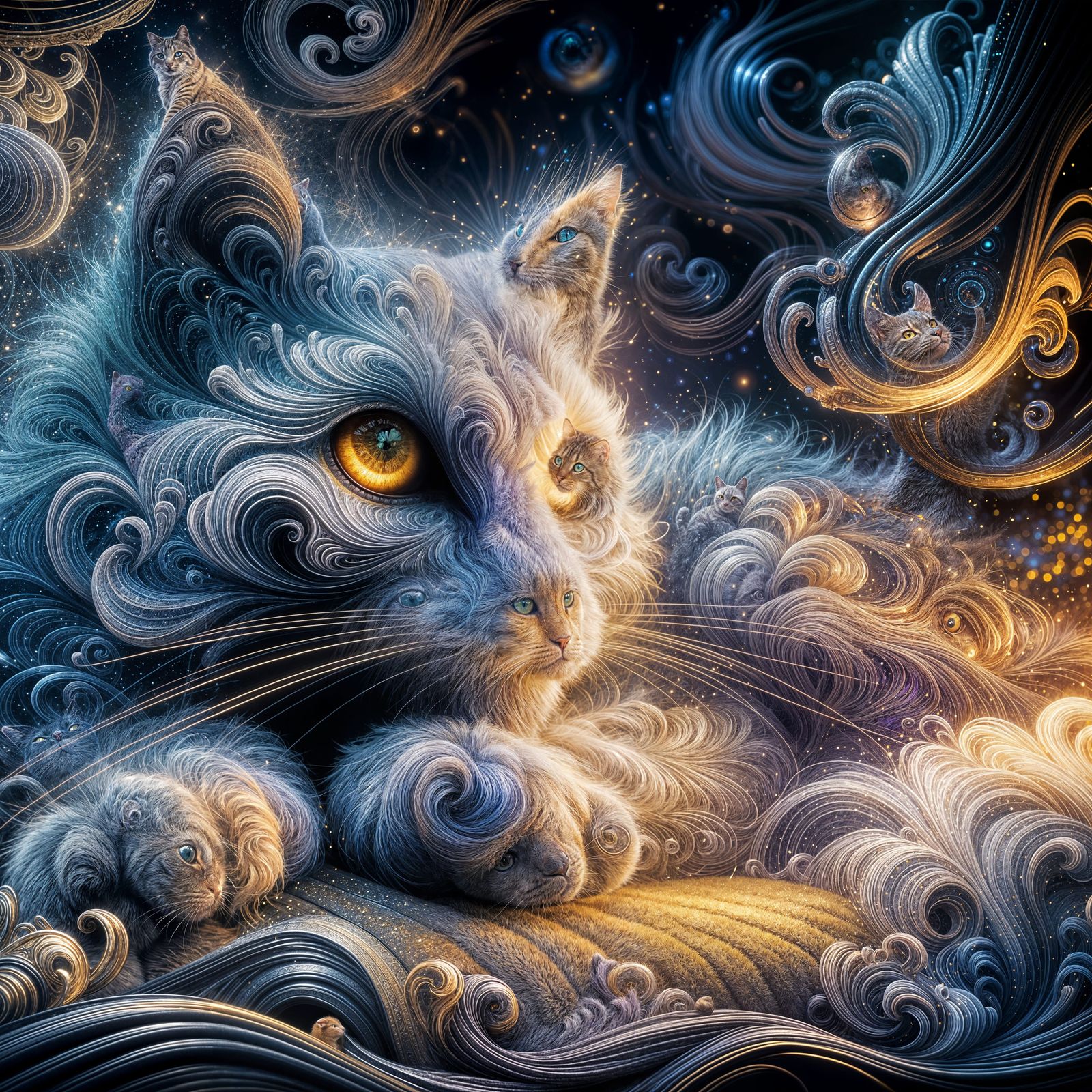 Mysterious Feline in Vibrant Dreamscape