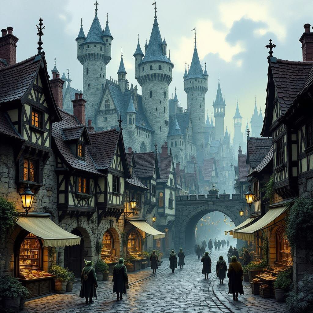 Bustling Goblin City Inspired by Dark Fantasy Art