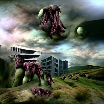 Halo gravemind zombie parasite monster demonic brutalism hor...