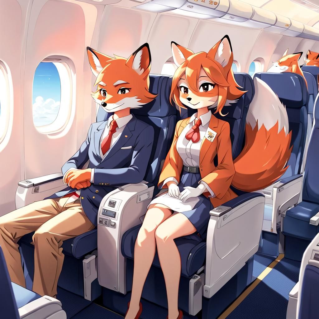 The wife and I on a flight