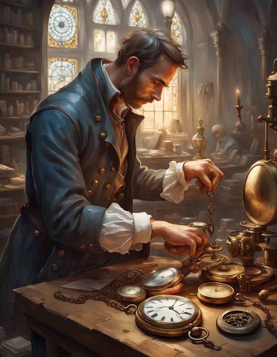 Peter Henlein Working on the Pocket Watch in 1510 - AI Generated ...