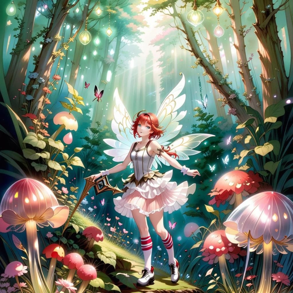 Cute Red Haired Faerie in Anime Style