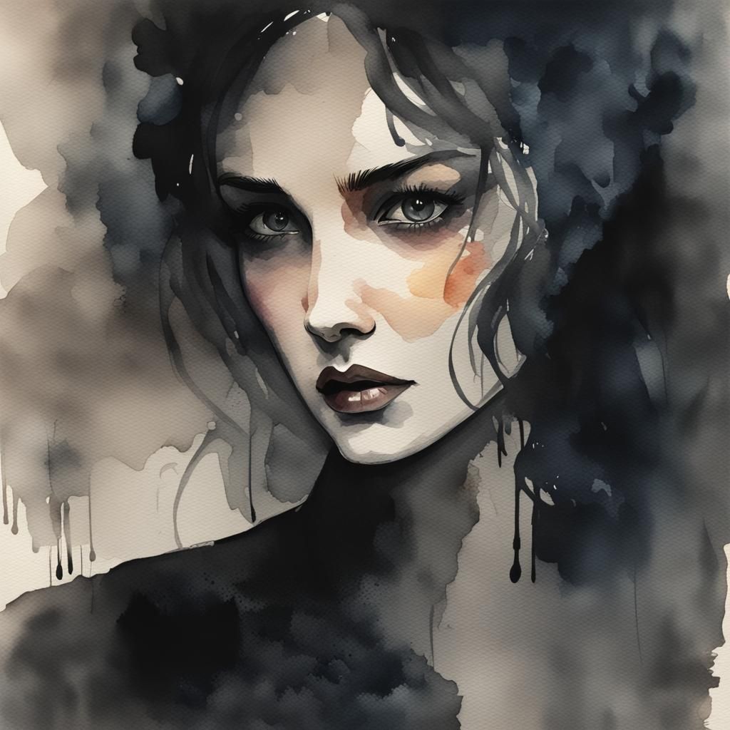 Dark and moody watercolor art - AI Generated Artwork - NightCafe Creator