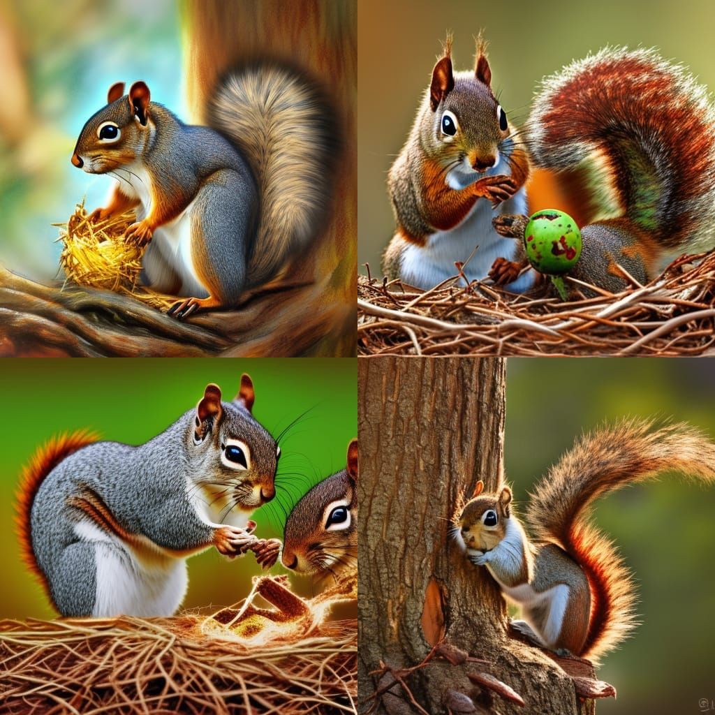 squirrels building a nest AI Generated Artwork NightCafe Creator