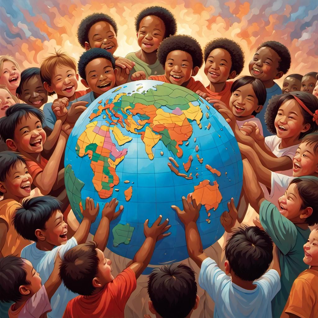 All Nationalities Holding The World  by @Ate My Crayons 