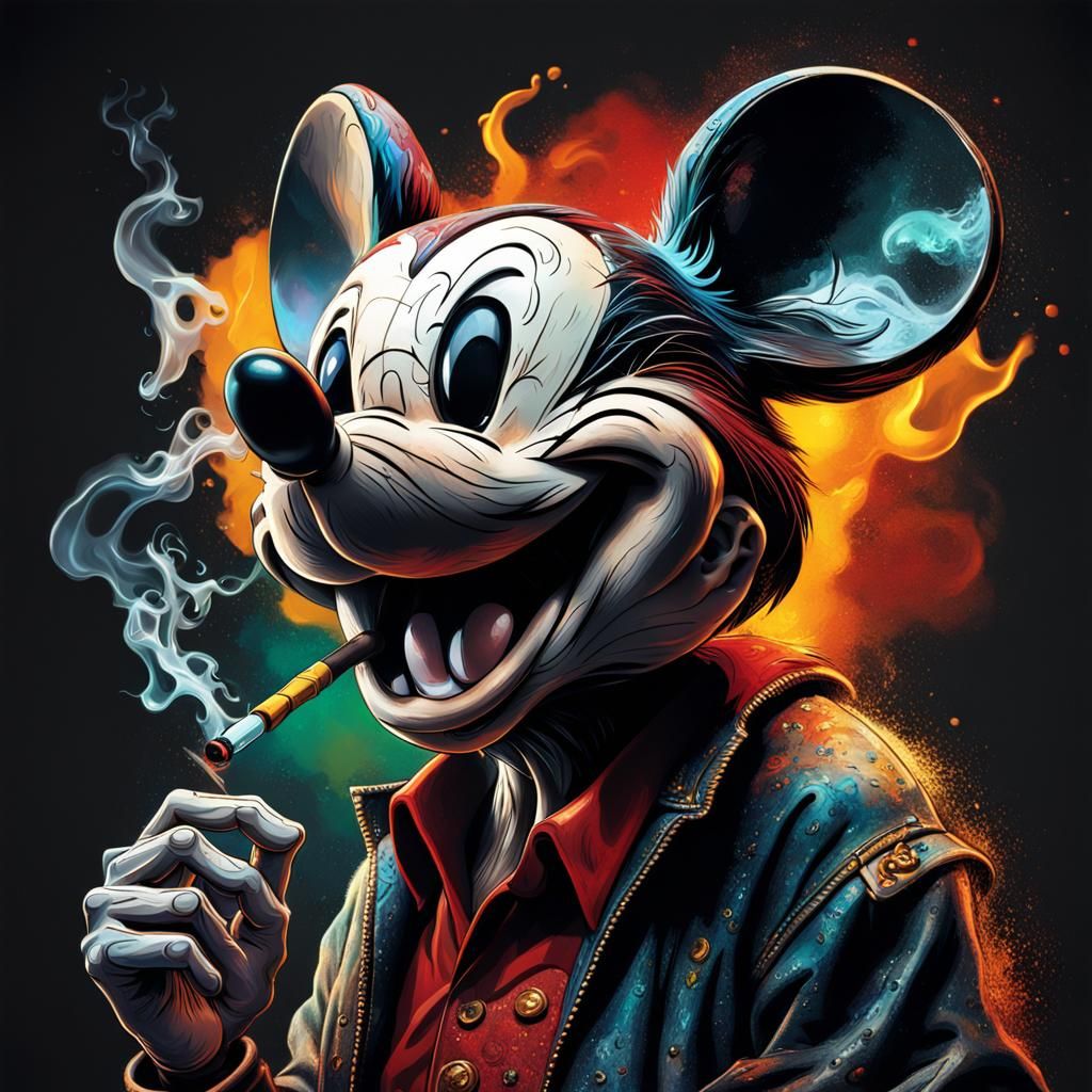 Mickey Mouse smoking - AI Generated Artwork - NightCafe Creator