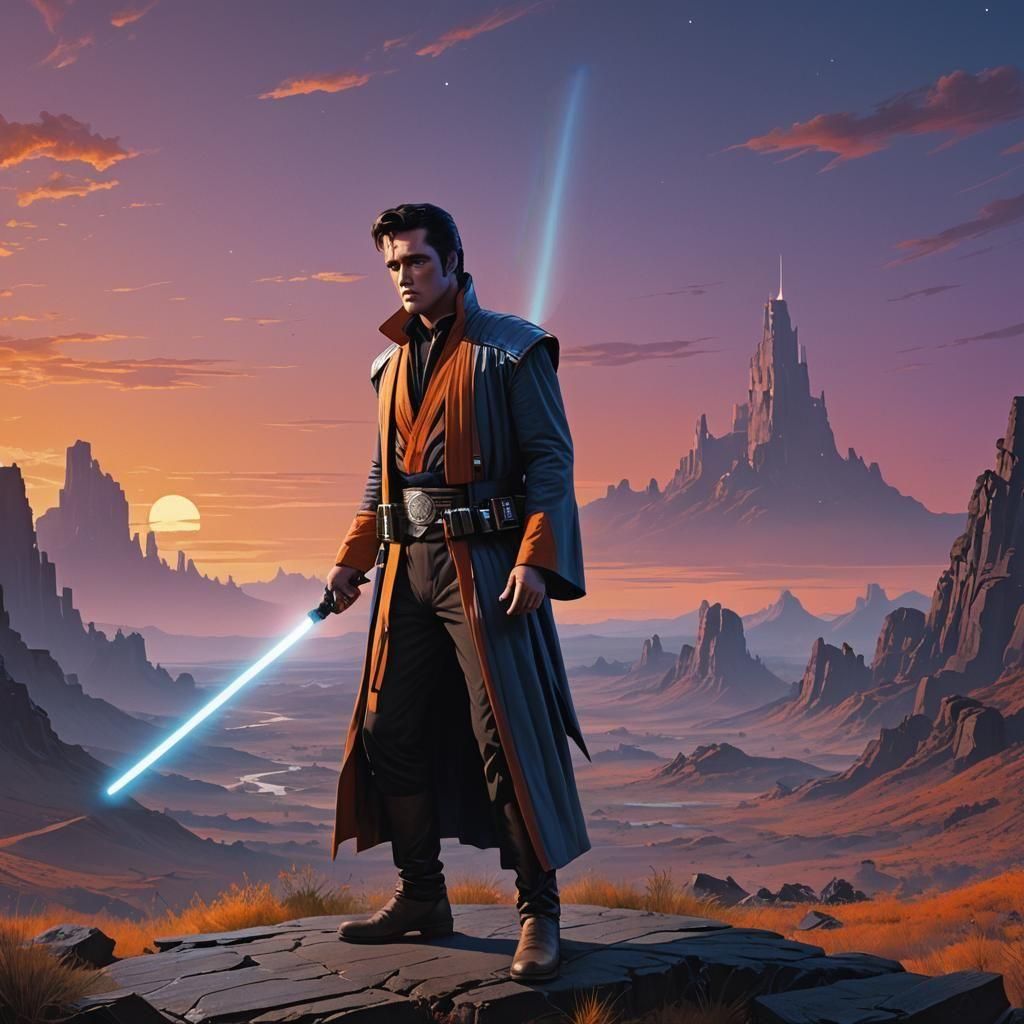 Elvis Presley as a Jedi knight 
