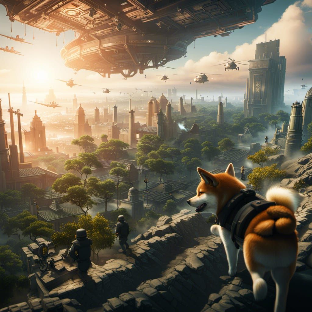 Shiba inu at war