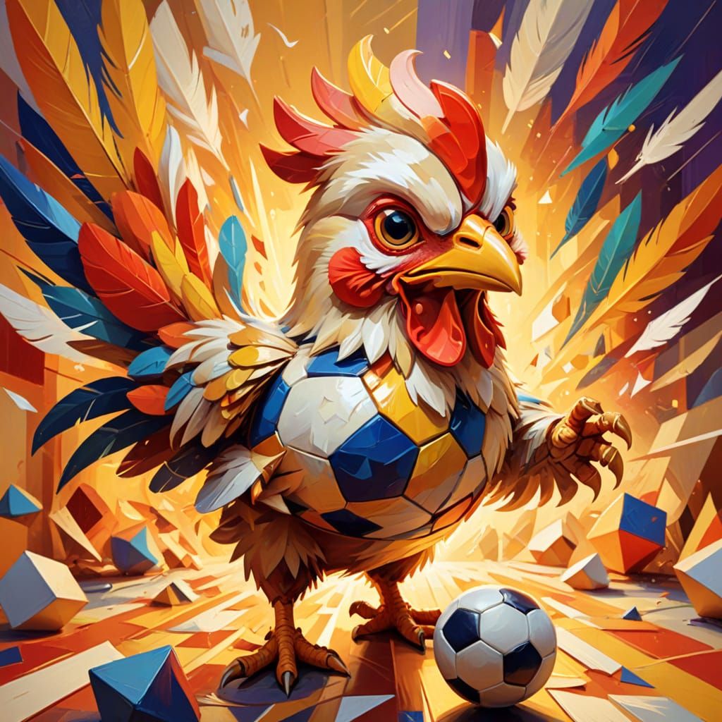 Make an angry chicken baby playing soccer  by @Hani1