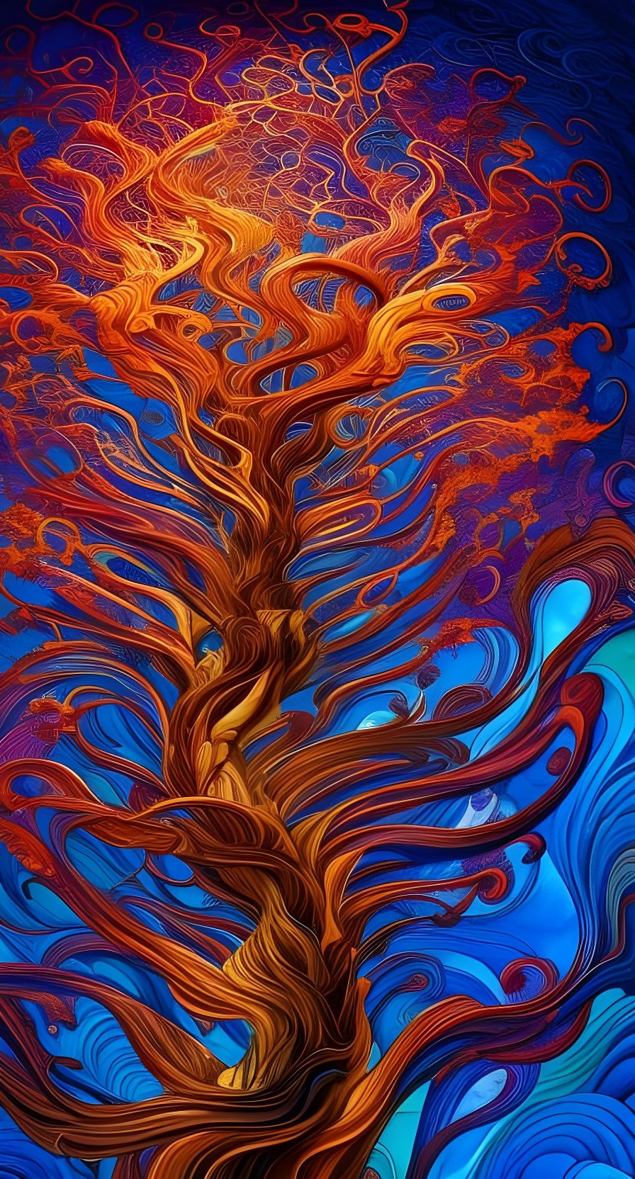 Fiery Tree: Swirling Fire Art by Android Jones