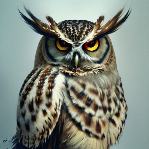 Owl with eyebrows - AI Generated Artwork - NightCafe Creator