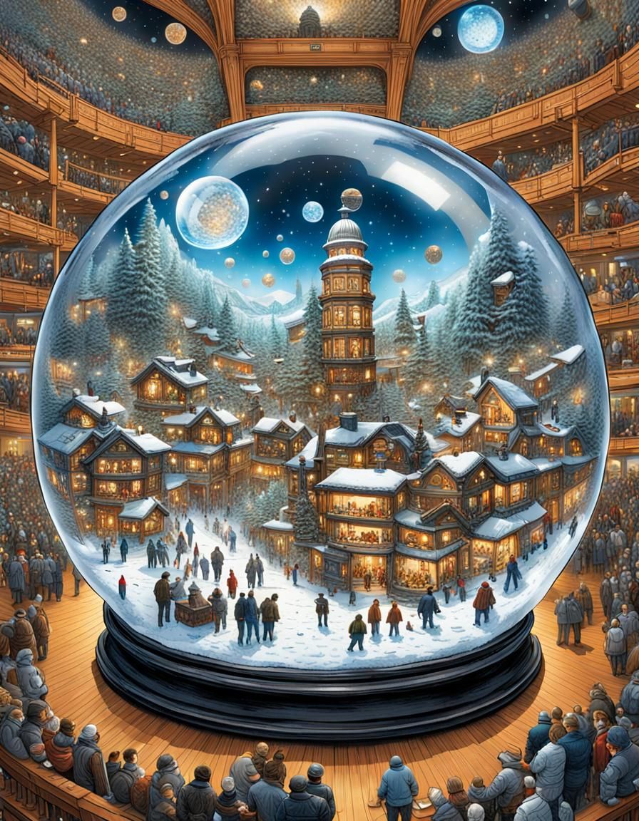 People gather to see the world's largest snow globe  by @Zepp