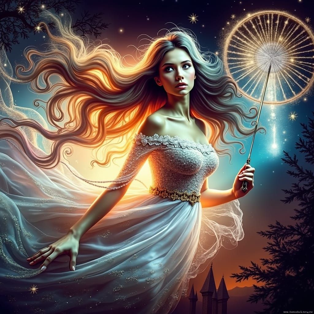 Radiant Goddess Surveys Whimsical Fantasy Realm