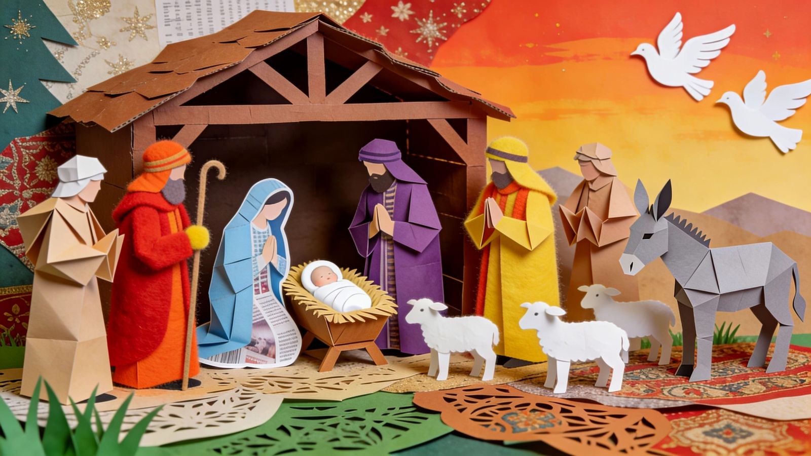 Nativity Mixed Craft Colorful Collage  by @Gary Murakami