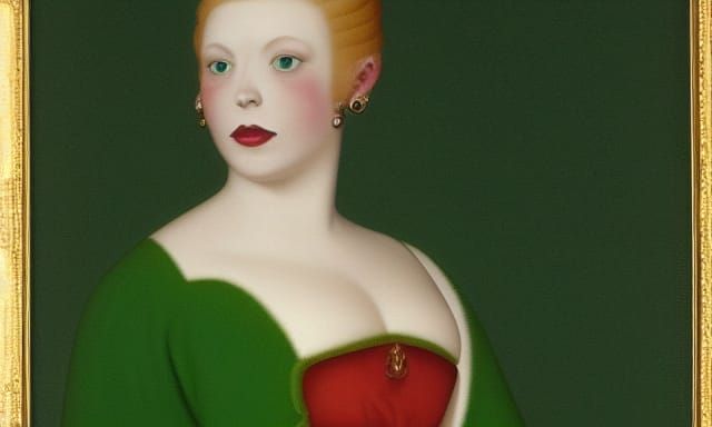portrait of Empress green velvet dress her hair is red compl...