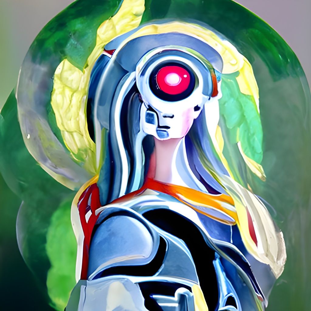 Goddess of Artificial intelligence gouache detailed painting