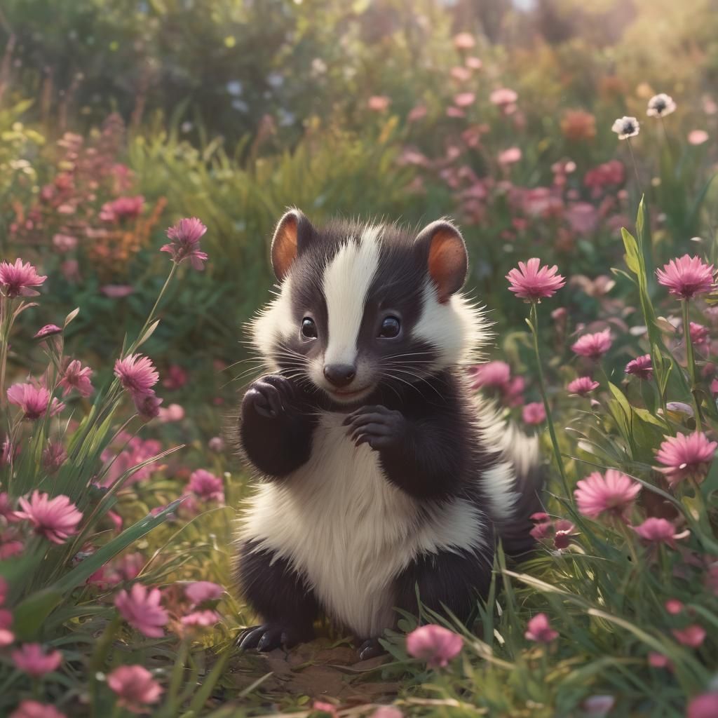 Stylized Skunk Concept Art in Vibrant 3D Digital