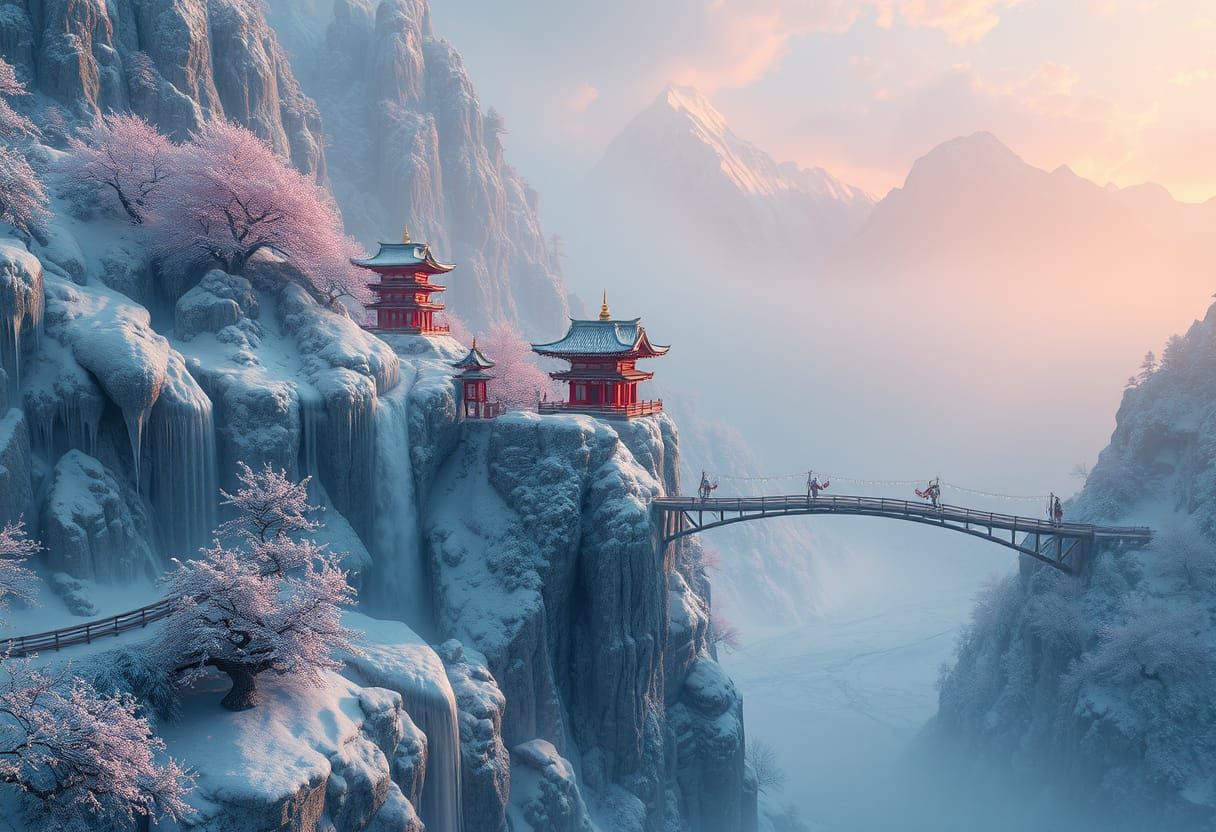 Winter in Ancient Asian Mountains ...