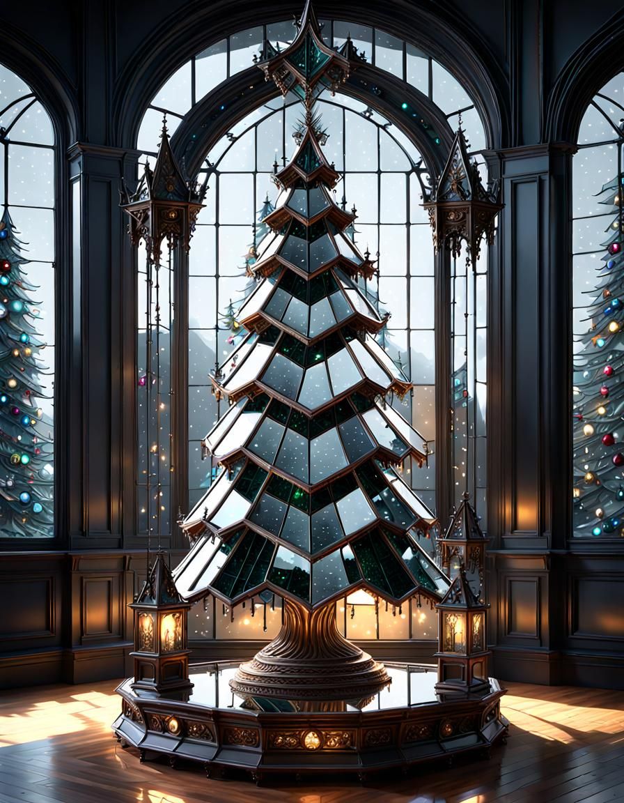 A Glass Christmas tree made from Mirrors