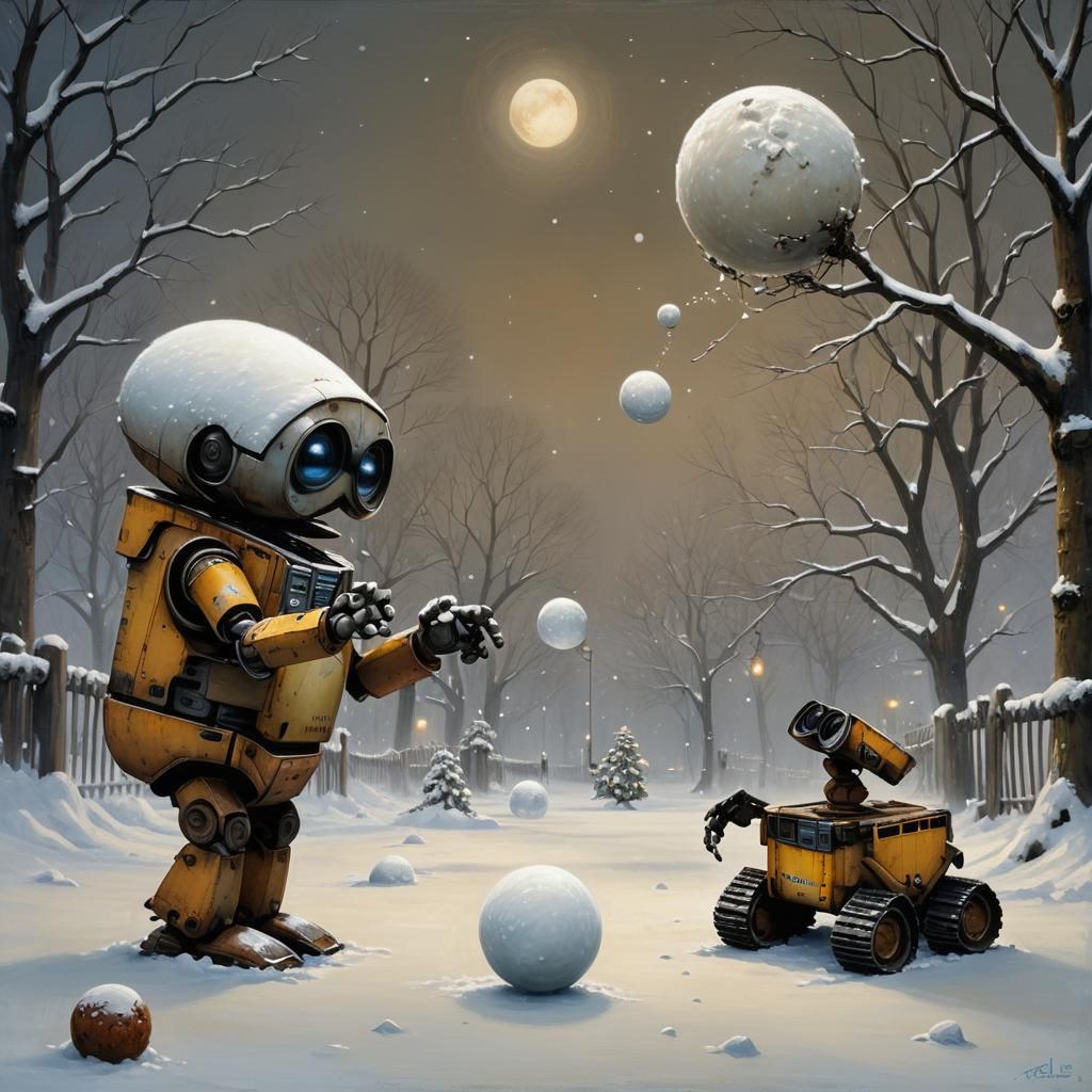Mecha Snowball fight battle..  by @Andrea