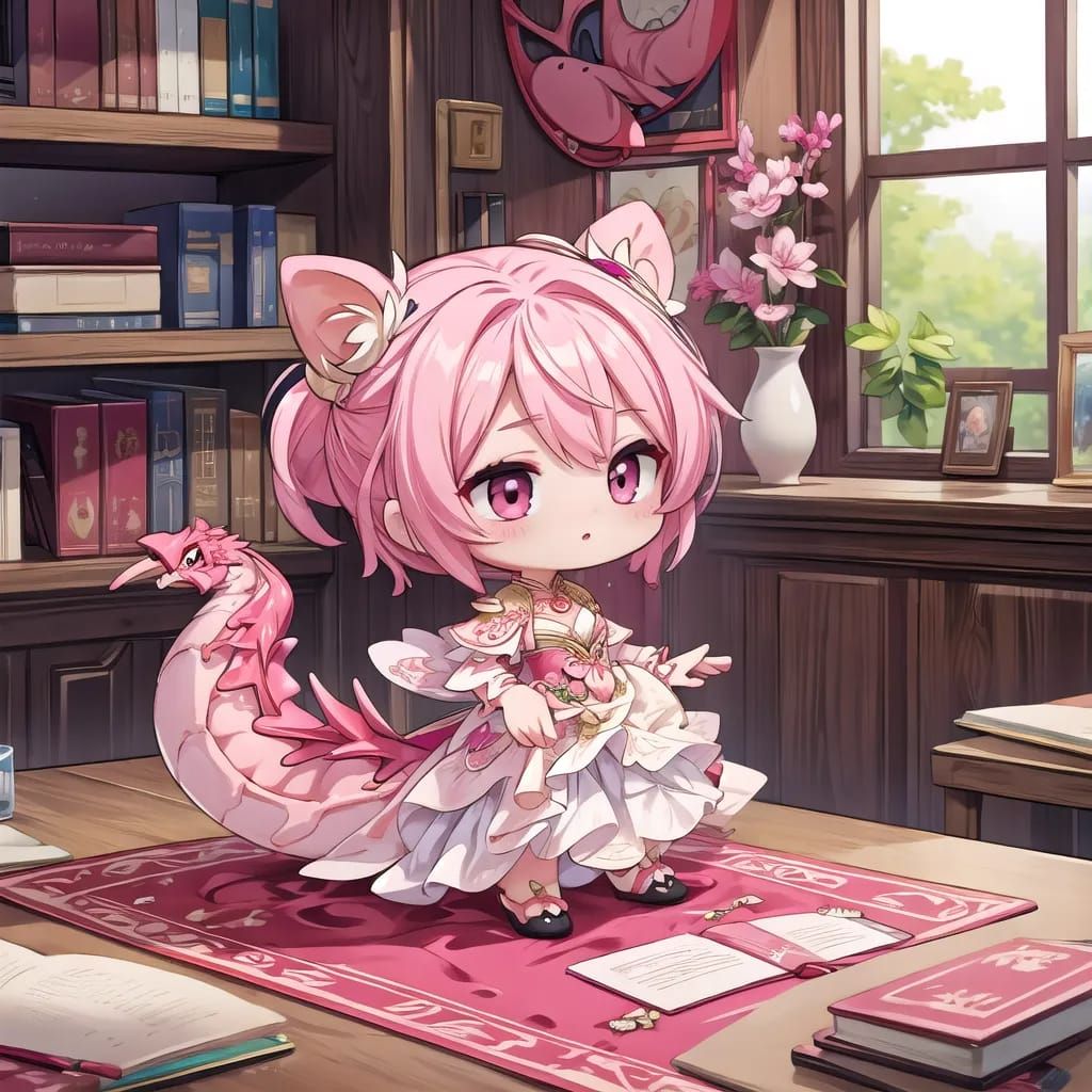 Chibi pink dragon