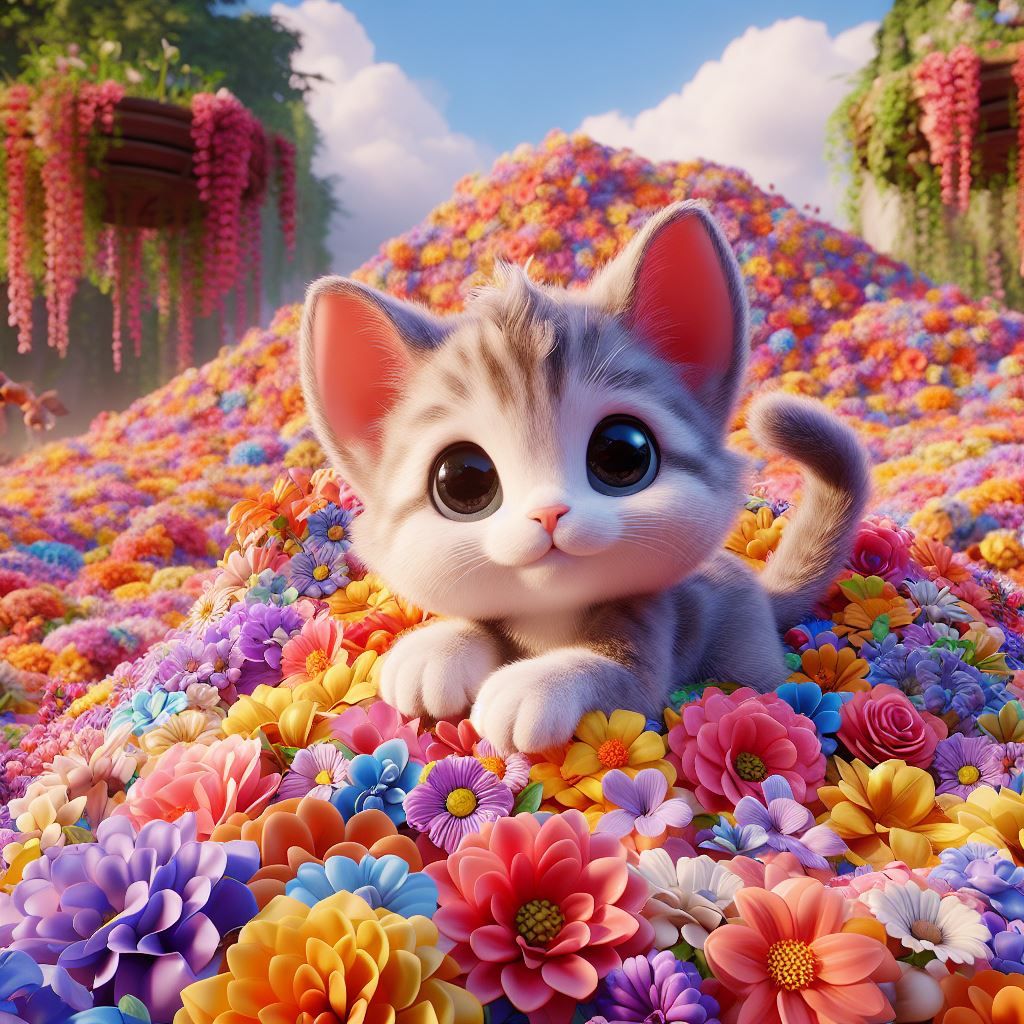 Kitty in the Flower Pile (Bing) III