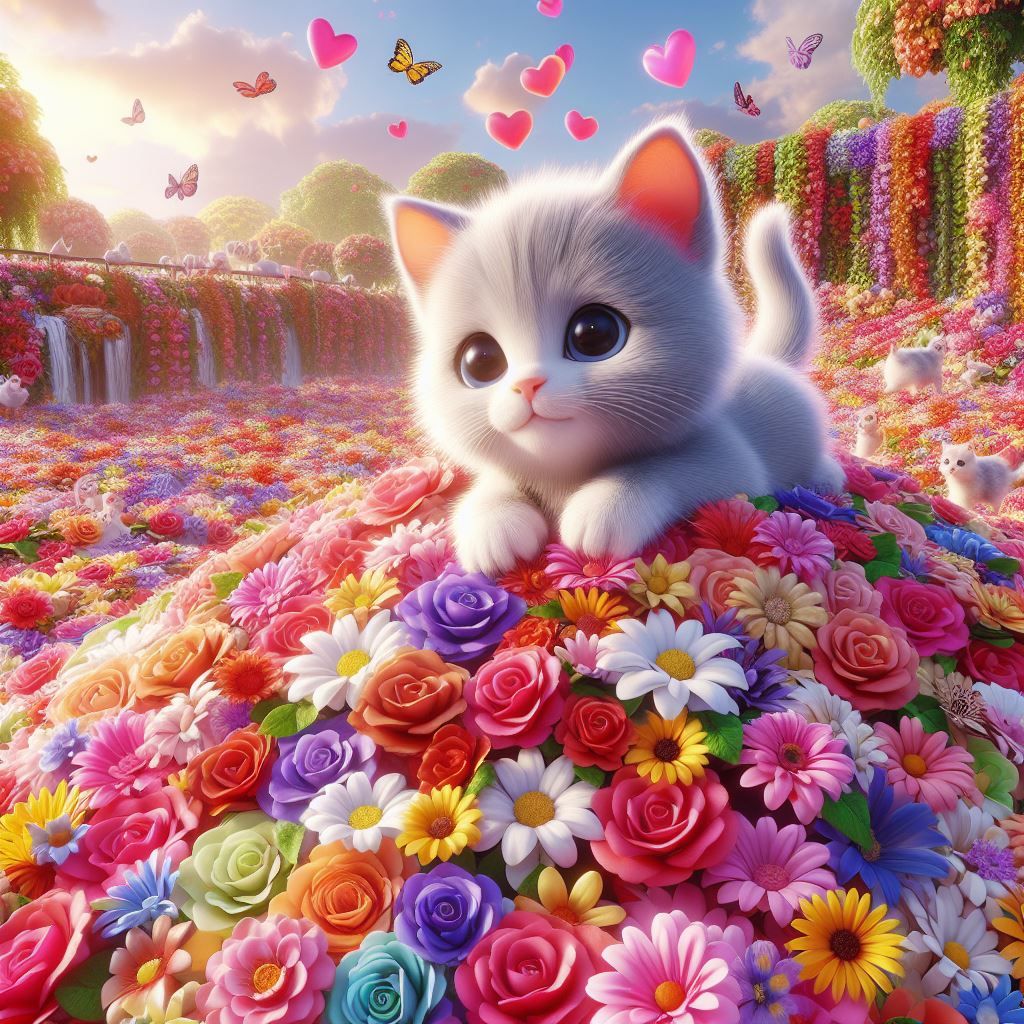 Kitty in the Flower Pile (Bing) II