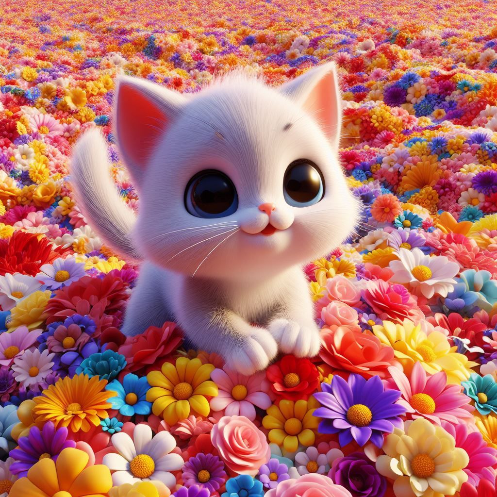 Kitty in the Flower Pile (Bing) I