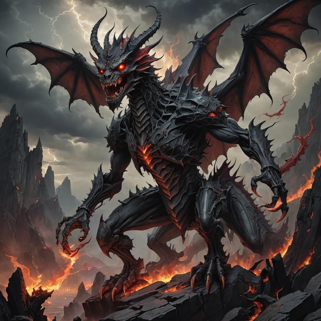 A menacing, otherworldly creature. The figure is a grotesque...