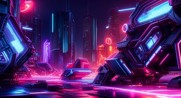 Abstract Neon City - AI Generated Artwork - NightCafe Creator