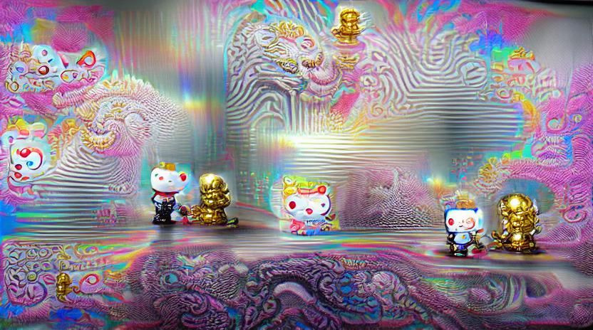 The God Emperor vs Hello Kitty 8K 3D holographic psychedelic polished ...