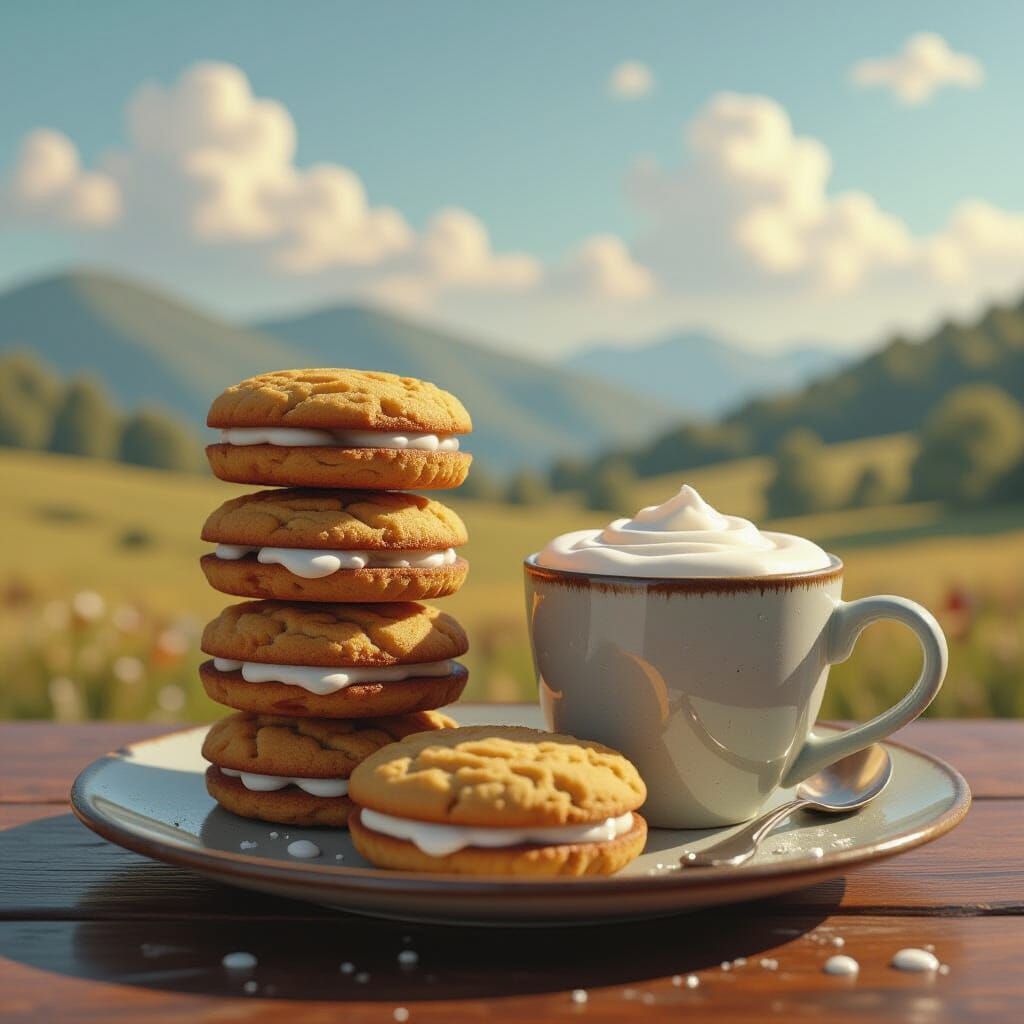 Alfajores Cookies Still Life in Atmospheric Matte Painting