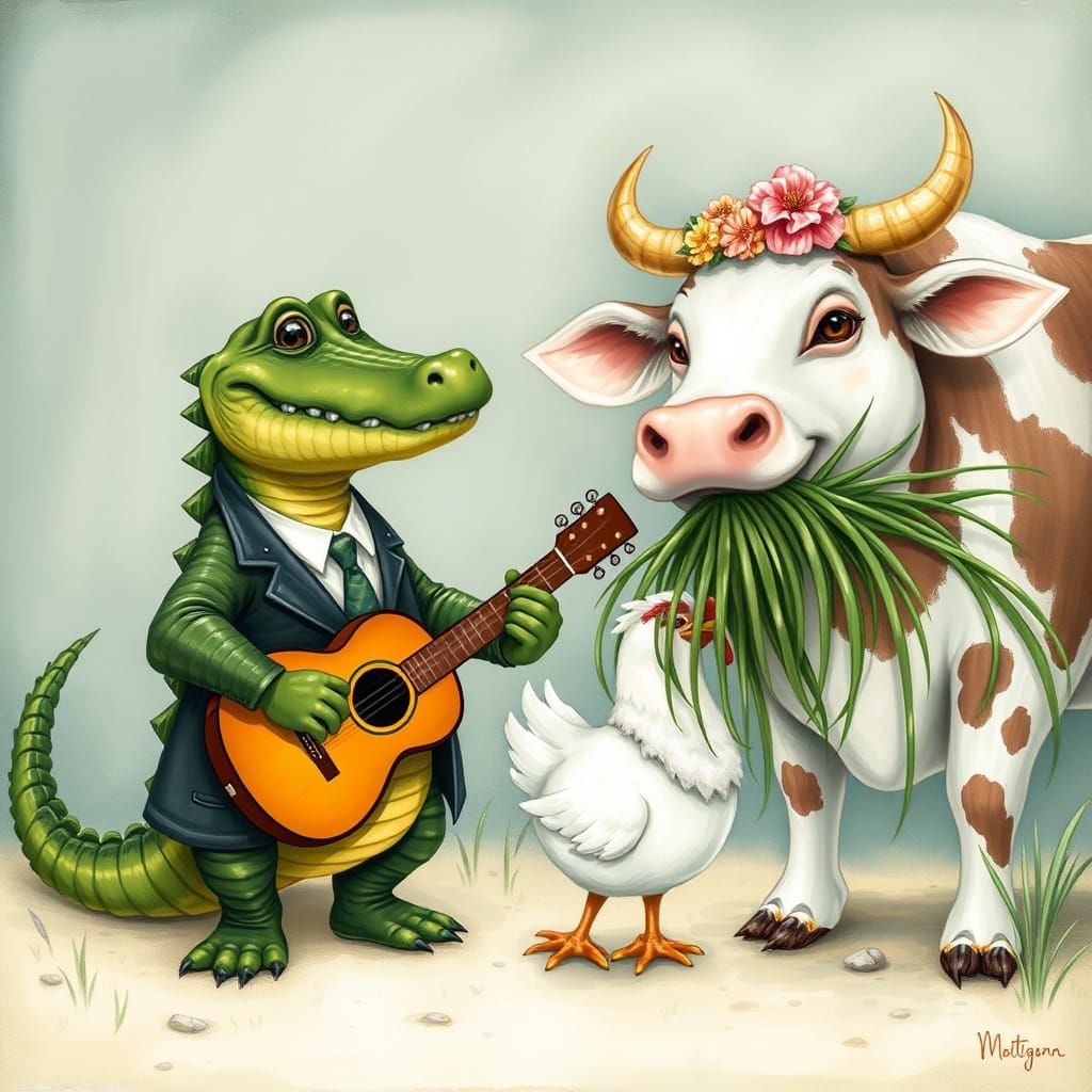 "MAYBE GRASS TASTES GOOD TO A MOO COW's MOUTH" (1 like) ...  ['Polly Wolly Doodle' (4)]   by @Nobomi