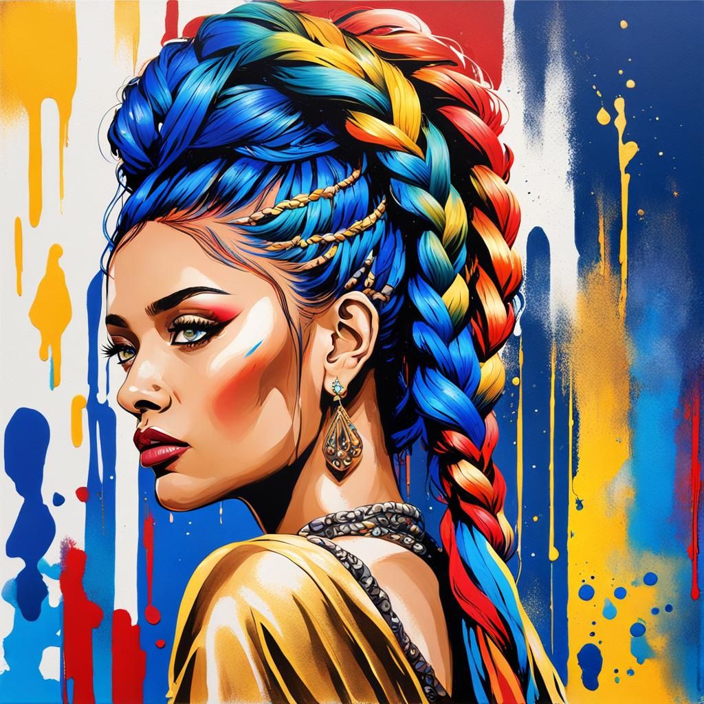 Rainbow Braids Woman
