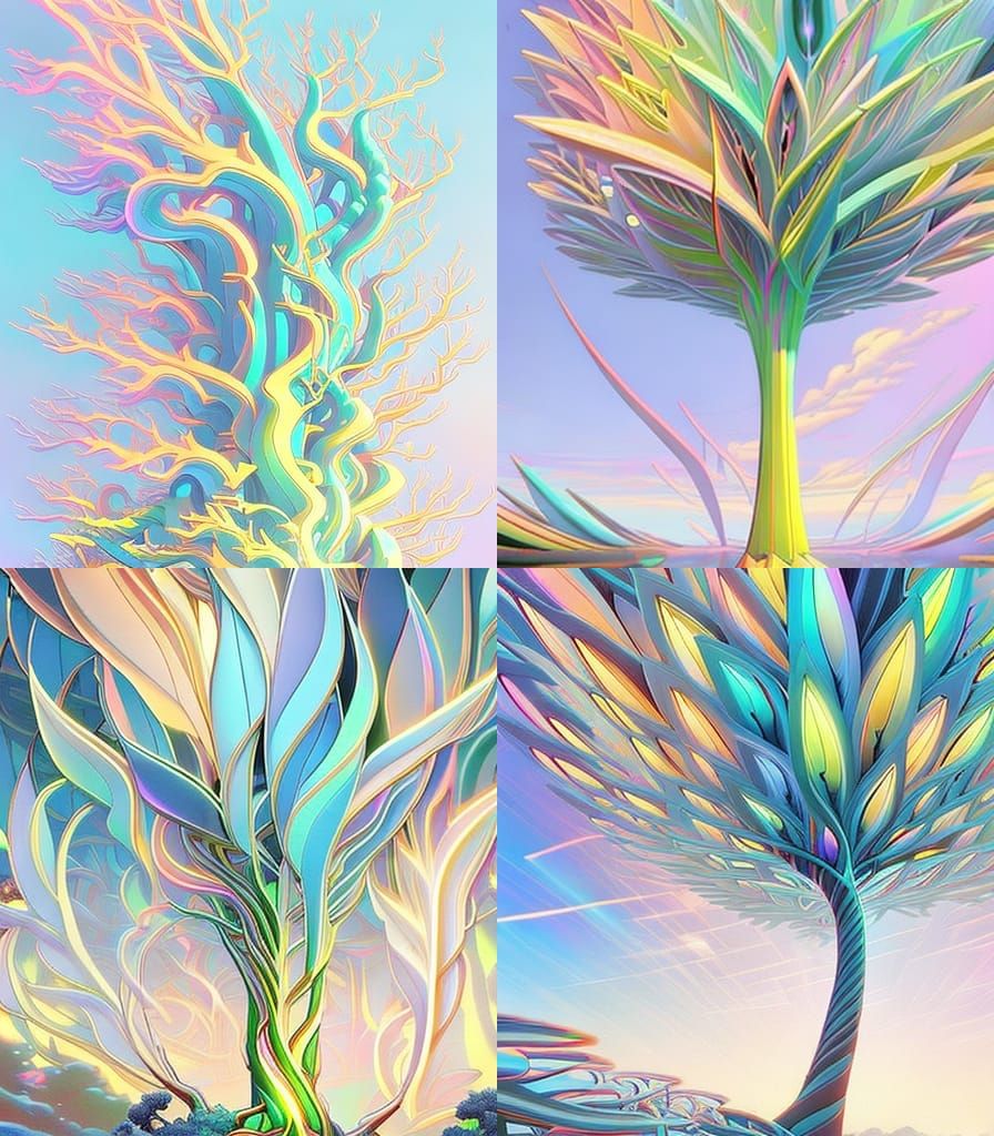 a magical rainbow TREE WITH RAINBOW PASTEL LEAVES by "Androi...