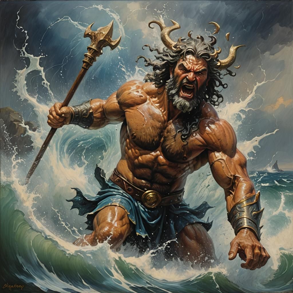 Angry Poseidon - AI Generated Artwork - NightCafe Creator