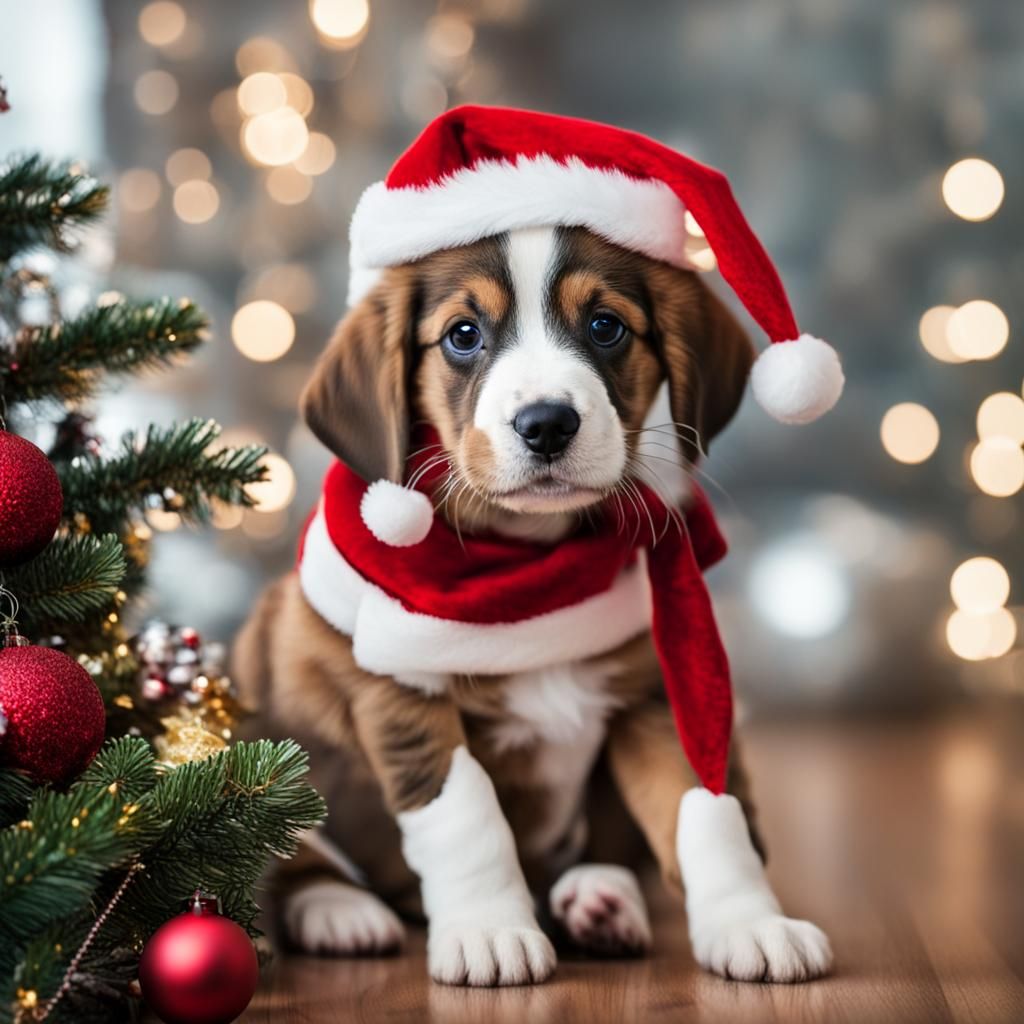 A puppy at Christmas - AI Generated Artwork - NightCafe Creator