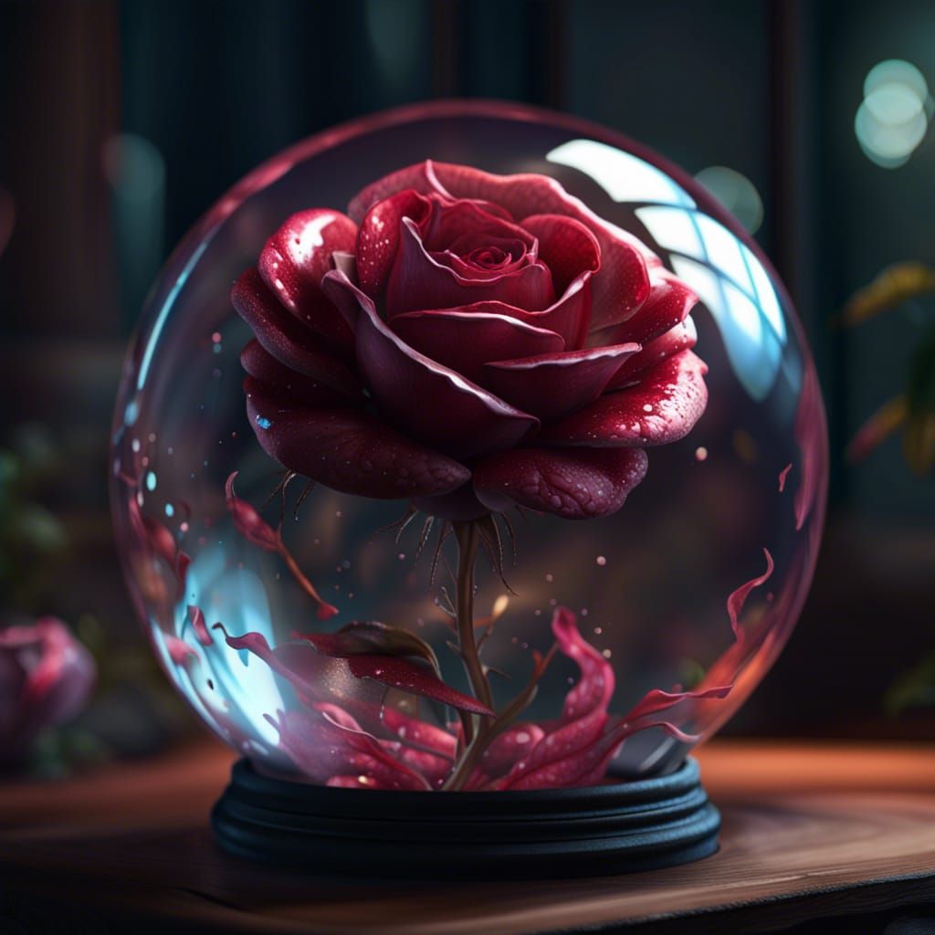 Rose inside a glass sphere - AI Generated Artwork - NightCafe Creator