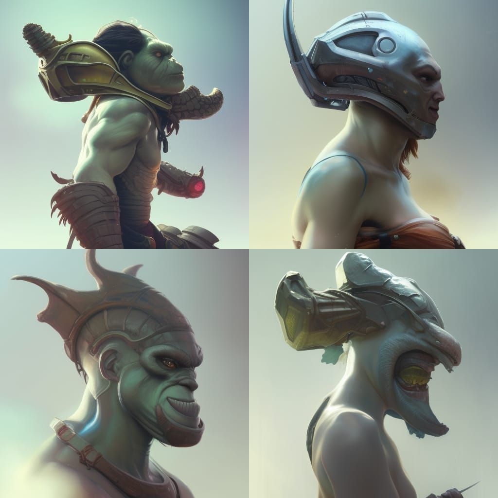 Pale monsters wearing helmet